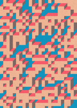 Edward Zajecs 2. Cubo 'nun 1971' deki uygulaması. Esasen 8 taştan oluşan bir Truchet fayans seti ve yerleştirme sanatı illüstrasyonu için kurallar 