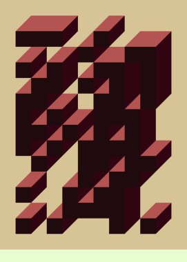 Edward Zajecs 2. Cubo 'nun 1971' deki uygulaması. Esasen 8 taştan oluşan bir Truchet fayans seti ve yerleştirme sanatı illüstrasyonu için kurallar 