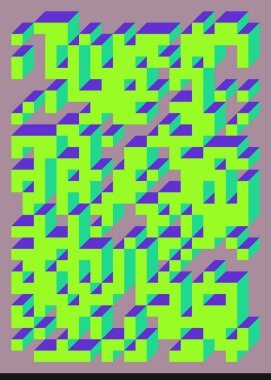 Edward Zajecs 2. Cubo 'nun 1971' deki uygulaması. Esasen 8 taştan oluşan bir Truchet fayans seti ve yerleştirme sanatı illüstrasyonu için kurallar 