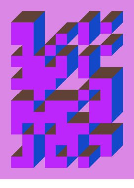 Edward Zajecs 2. Cubo 'nun 1971' deki uygulaması. Esasen 8 taştan oluşan bir Truchet fayans seti ve yerleştirme sanatı illüstrasyonu için kurallar 