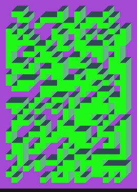 Edward Zajecs 2. Cubo 'nun 1971' deki uygulaması. Esasen 8 taştan oluşan bir Truchet fayans seti ve yerleştirme sanatı illüstrasyonu için kurallar 