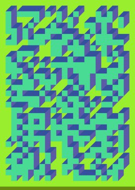 Edward Zajecs 2. Cubo 'nun 1971' deki uygulaması. Esasen 8 taştan oluşan bir Truchet fayans seti ve yerleştirme sanatı illüstrasyonu için kurallar 