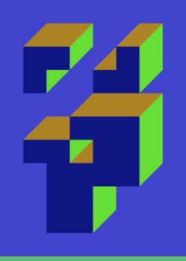 Edward Zajecs 2. Cubo 'nun 1971' deki uygulaması. Esasen 8 taştan oluşan bir Truchet fayans seti ve yerleştirme sanatı illüstrasyonu için kurallar 