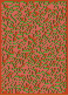 Edward Zajecs 2. Cubo 'nun 1971' deki uygulaması. Esasen 8 taştan oluşan bir Truchet fayans seti ve yerleştirme sanatı illüstrasyonu için kurallar 