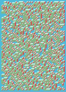 Edward Zajecs 2. Cubo 'nun 1971' deki uygulaması. Esasen 8 taştan oluşan bir Truchet fayans seti ve yerleştirme sanatı illüstrasyonu için kurallar 