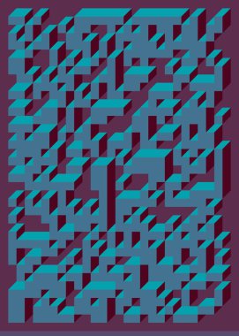 Edward Zajecs 2. Cubo 'nun 1971' deki uygulaması. Esasen 8 taştan oluşan bir Truchet fayans seti ve yerleştirme sanatı illüstrasyonu için kurallar 