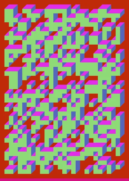 Implementação Edward Zajecs Cubo 1971 Essencialmente Conjunto Azulejos Truchet Azulejos — Vetor de Stock