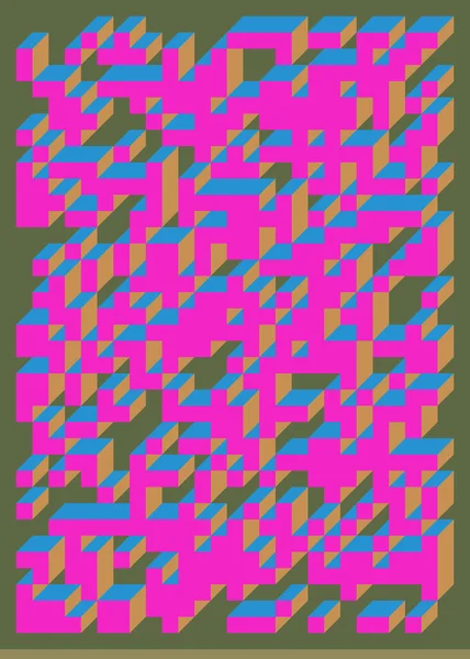 Edward Zajecs 2. Cubo 'nun 1971' deki uygulaması. Esasen 8 taştan oluşan bir Truchet fayans seti ve yerleştirme sanatı illüstrasyonu için kurallar 