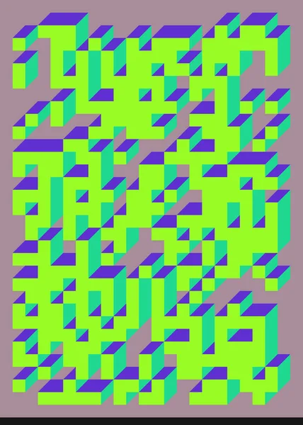 Edward Zajecs 2. Cubo 'nun 1971' deki uygulaması. Esasen 8 taştan oluşan bir Truchet fayans seti ve yerleştirme sanatı illüstrasyonu için kurallar 