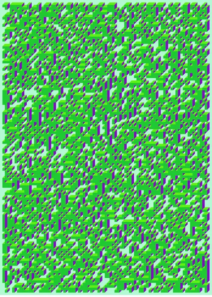 Edward Zajecs 2. Cubo 'nun 1971' deki uygulaması. Esasen 8 taştan oluşan bir Truchet fayans seti ve yerleştirme sanatı illüstrasyonu için kurallar 