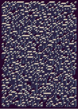 Edward Zajecs 2. Cubo 'nun 1971' deki uygulaması. Esasen 8 taştan oluşan bir Truchet fayans seti ve yerleştirme sanatı illüstrasyonu için kurallar  