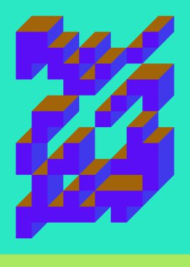 Edward Zajecs 2. Cubo 'nun 1971' deki uygulaması. Esasen 8 taştan oluşan bir Truchet fayans seti ve yerleştirme sanatı illüstrasyonu için kurallar 