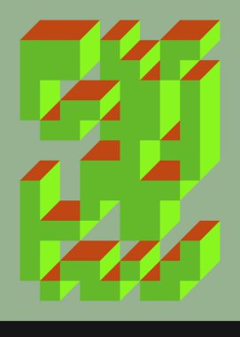 Edward Zajecs 2. Cubo 'nun 1971' deki uygulaması. Esasen 8 taştan oluşan bir Truchet fayans seti ve yerleştirme sanatı illüstrasyonu için kurallar 