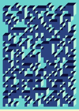 Edward Zajecs 2. Cubo 'nun 1971' deki uygulaması. Esasen 8 taştan oluşan bir Truchet fayans seti ve yerleştirme sanatı illüstrasyonu için kurallar 