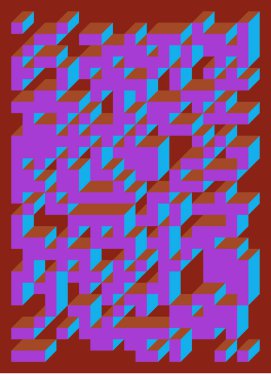 Edward Zajecs 2. Cubo 'nun 1971' deki uygulaması. Esasen 8 taştan oluşan bir Truchet fayans seti ve yerleştirme sanatı illüstrasyonu için kurallar 