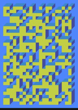 Edward Zajecs 2. Cubo 'nun 1971' deki uygulaması. Esasen 8 taştan oluşan bir Truchet fayans seti ve yerleştirme sanatı illüstrasyonu için kurallar 