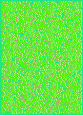 Edward Zajecs 2. Cubo 'nun 1971' deki uygulaması. Esasen 8 taştan oluşan bir Truchet fayans seti ve yerleştirme sanatı illüstrasyonu için kurallar 