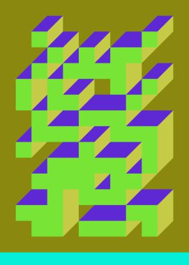 Edward Zajecs 2. Cubo 'nun 1971' deki uygulaması. Esasen 8 taştan oluşan bir Truchet fayans seti ve yerleştirme sanatı illüstrasyonu için kurallar 