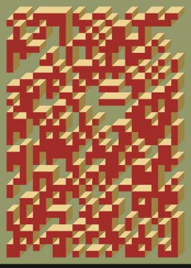 Edward Zajecs 2. Cubo 'nun 1971' deki uygulaması. Esasen 8 taştan oluşan bir Truchet fayans seti ve yerleştirme sanatı illüstrasyonu için kurallar  