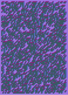 Edward Zajecs 2. Cubo 'nun 1971' deki uygulaması. Esasen 8 taştan oluşan bir Truchet fayans seti ve yerleştirme sanatı illüstrasyonu için kurallar 