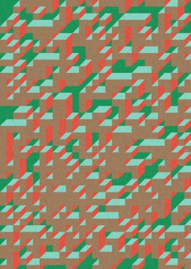 Edward Zajecs 2. Cubo 'nun 1971' deki uygulaması. Esasen 8 taştan oluşan bir Truchet fayans seti ve yerleştirme sanatı illüstrasyonu için kurallar 