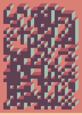 Edward Zajecs 2. Cubo 'nun 1971' deki uygulaması. Esasen 8 taştan oluşan bir Truchet fayans seti ve yerleştirme sanatı illüstrasyonu için kurallar 