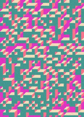 Edward Zajecs 2. Cubo 'nun 1971' deki uygulaması. Esasen 8 taştan oluşan bir Truchet fayans seti ve yerleştirme sanatı illüstrasyonu için kurallar 