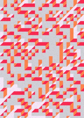 Edward Zajecs 2. Cubo 'nun 1971' deki uygulaması. Esasen 8 taştan oluşan bir Truchet fayans seti ve yerleştirme sanatı illüstrasyonu için kurallar 