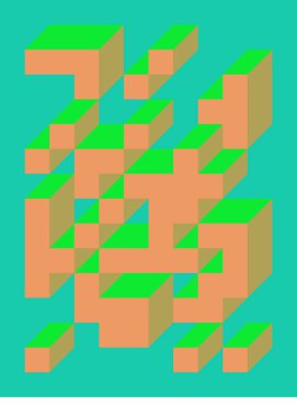 Edward Zajecs 2. Cubo 'nun 1971' deki uygulaması. Esasen 8 taştan oluşan bir Truchet fayans seti ve yerleştirme sanatı illüstrasyonu için kurallar 