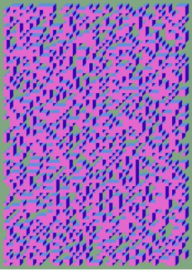 Edward Zajecs 2. Cubo 'nun 1971' deki uygulaması. Esasen 8 taştan oluşan bir Truchet fayans seti ve yerleştirme sanatı illüstrasyonu için kurallar 