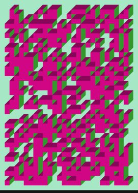 Edward Zajecs 2. Cubo 'nun 1971' deki uygulaması. Esasen 8 taştan oluşan bir Truchet fayans seti ve yerleştirme sanatı illüstrasyonu için kurallar 