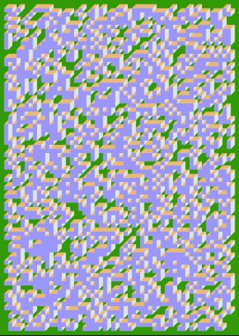 Edward Zajecs 2. Cubo 'nun 1971' deki uygulaması. Esasen 8 taştan oluşan bir Truchet fayans seti ve yerleştirme sanatı illüstrasyonu için kurallar 