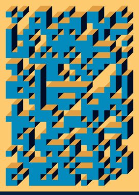 Edward Zajecs 2. Cubo 'nun 1971' deki uygulaması. Esasen 8 taştan oluşan bir Truchet fayans seti ve yerleştirme sanatı illüstrasyonu için kurallar 