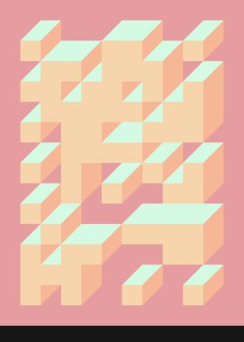 Edward Zajecs 2. Cubo 'nun 1971' deki uygulaması. Esasen 8 taştan oluşan bir Truchet fayans seti ve yerleştirme sanatı illüstrasyonu için kurallar 