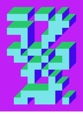 Edward Zajecs 2. Cubo 'nun 1971' deki uygulaması. Esasen 8 taştan oluşan bir Truchet fayans seti ve yerleştirme sanatı illüstrasyonu için kurallar  