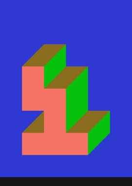 Edward Zajecs 2. Cubo 'nun 1971' deki uygulaması. Esasen 8 taştan oluşan bir Truchet fayans seti ve yerleştirme sanatı illüstrasyonu için kurallar 