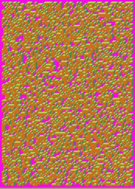 Edward Zajecs 2. Cubo 'nun 1971' deki uygulaması. Esasen 8 taştan oluşan bir Truchet fayans seti ve yerleştirme sanatı illüstrasyonu için kurallar 