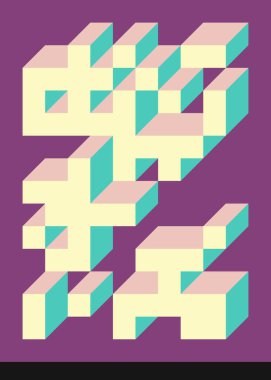 Edward Zajecs 2. Cubo 'nun 1971' deki uygulaması. Esasen 8 taştan oluşan bir Truchet fayans seti ve yerleştirme sanatı illüstrasyonu için kurallar 