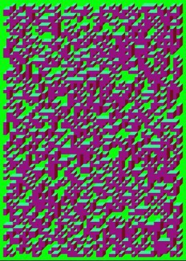 Edward Zajecs 2. Cubo 'nun 1971' deki uygulaması. Esasen 8 taştan oluşan bir Truchet fayans seti ve yerleştirme sanatı illüstrasyonu için kurallar 