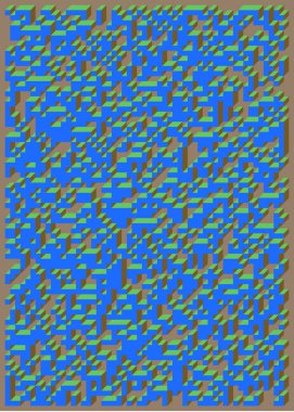 Edward Zajecs 2. Cubo 'nun 1971' deki uygulaması. Esasen 8 taştan oluşan bir Truchet fayans seti ve yerleştirme sanatı illüstrasyonu için kurallar 