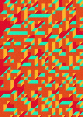 Edward Zajecs 2. Cubo 'nun 1971' deki uygulaması. Esasen 8 taştan oluşan bir Truchet fayans seti ve yerleştirme sanatı illüstrasyonu için kurallar  