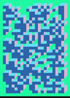 Edward Zajecs 2. Cubo 'nun 1971' deki uygulaması. Esasen 8 taştan oluşan bir Truchet fayans seti ve yerleştirme sanatı illüstrasyonu için kurallar 