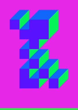 Edward Zajecs 2. Cubo 'nun 1971' deki uygulaması. Esasen 8 taştan oluşan bir Truchet fayans seti ve yerleştirme sanatı illüstrasyonu için kurallar 