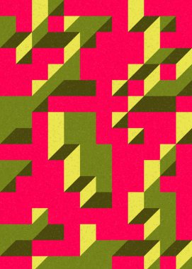 Edward Zajecs 2. Cubo 'nun 1971' deki uygulaması. Esasen 8 taştan oluşan bir Truchet fayans seti ve yerleştirme sanatı illüstrasyonu için kurallar 