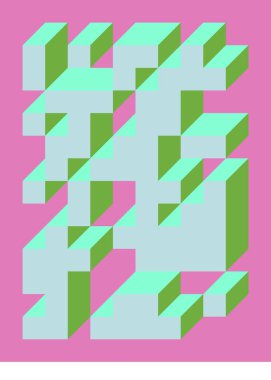 Edward Zajecs 2. Cubo 'nun 1971' deki uygulaması. Esasen 8 taştan oluşan bir Truchet fayans seti ve yerleştirme sanatı illüstrasyonu için kurallar 