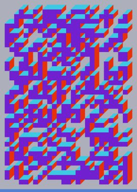 Edward Zajecs 2. Cubo 'nun 1971' deki uygulaması. Esasen 8 taştan oluşan bir Truchet fayans seti ve yerleştirme sanatı illüstrasyonu için kurallar 