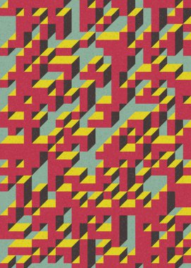 Edward Zajecs 2. Cubo 'nun 1971' deki uygulaması. Esasen 8 taştan oluşan bir Truchet fayans seti ve yerleştirme sanatı illüstrasyonu için kurallar 