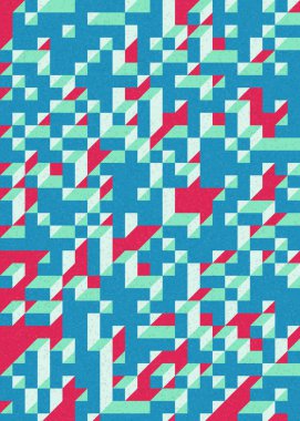 Edward Zajecs 2. Cubo 'nun 1971' deki uygulaması. Esasen 8 taştan oluşan bir Truchet fayans seti ve yerleştirme sanatı illüstrasyonu için kurallar 