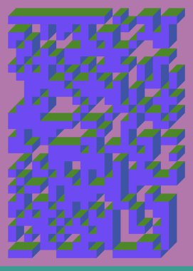 Edward Zajecs 2. Cubo 'nun 1971' deki uygulaması. Esasen 8 taştan oluşan bir Truchet fayans seti ve yerleştirme sanatı illüstrasyonu için kurallar 