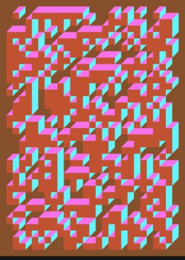 Edward Zajecs 2. Cubo 'nun 1971' deki uygulaması. Esasen 8 taştan oluşan bir Truchet fayans seti ve yerleştirme sanatı illüstrasyonu için kurallar 